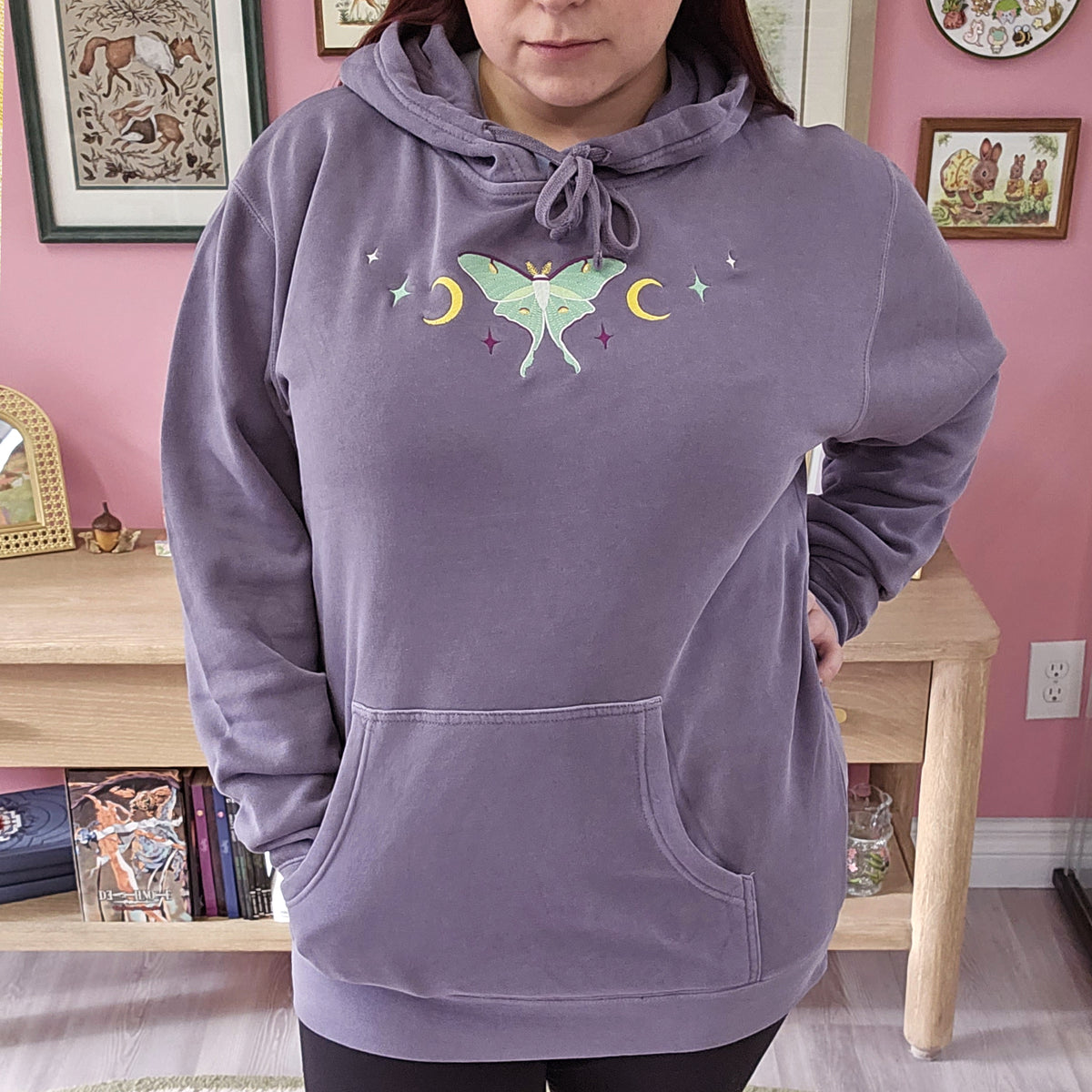 Plum &quot;Luna Moth&quot; Embroidered Sweatshirt