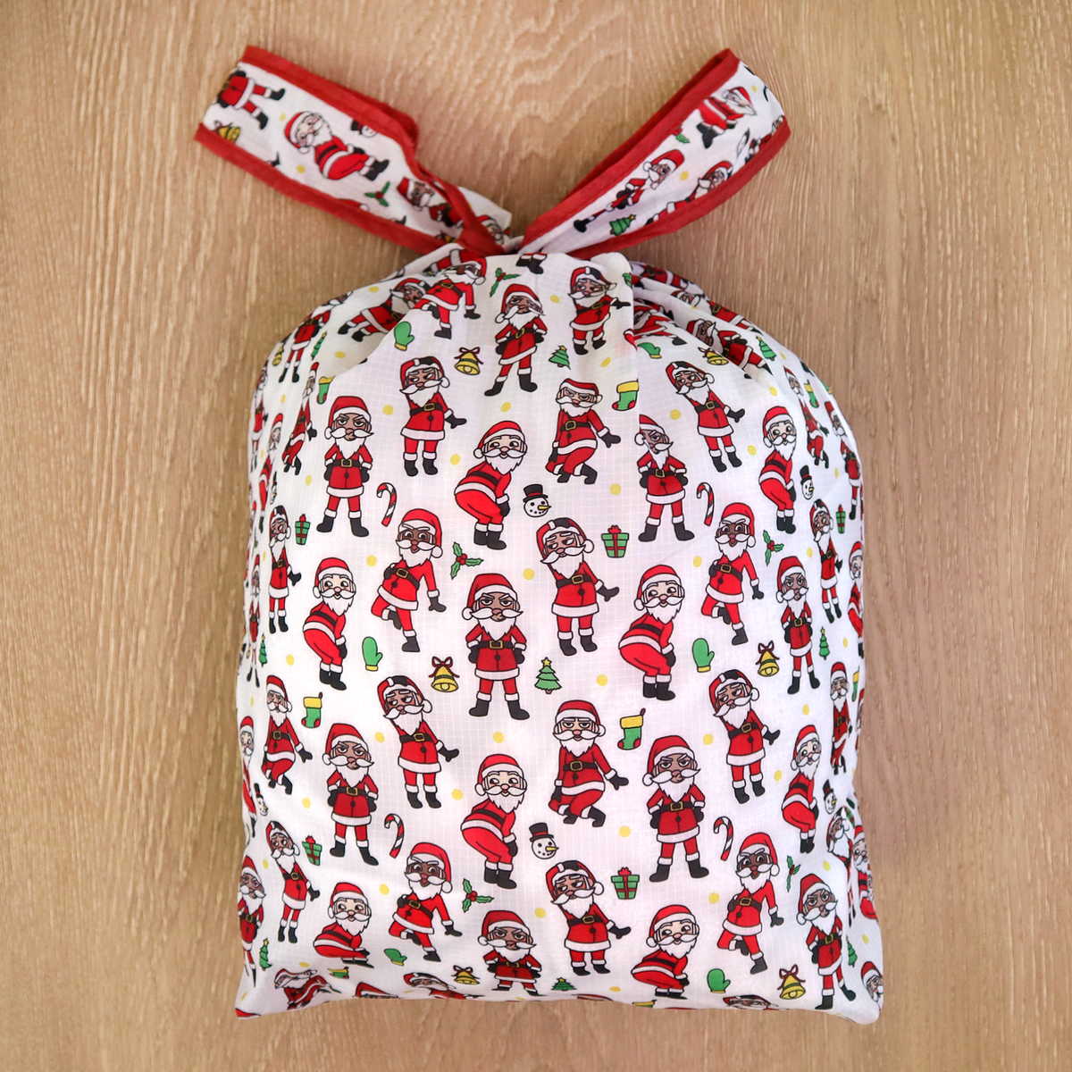 WHOLESALE &quot;Sassy Santa&quot; Reusable Nylon Bags - 10 Pieces