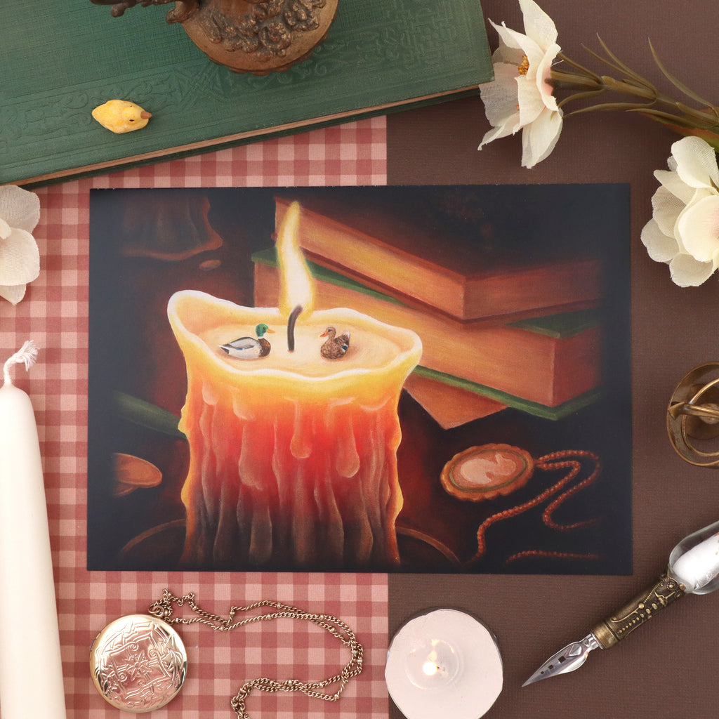 "Candlelight Duckies" Art Print