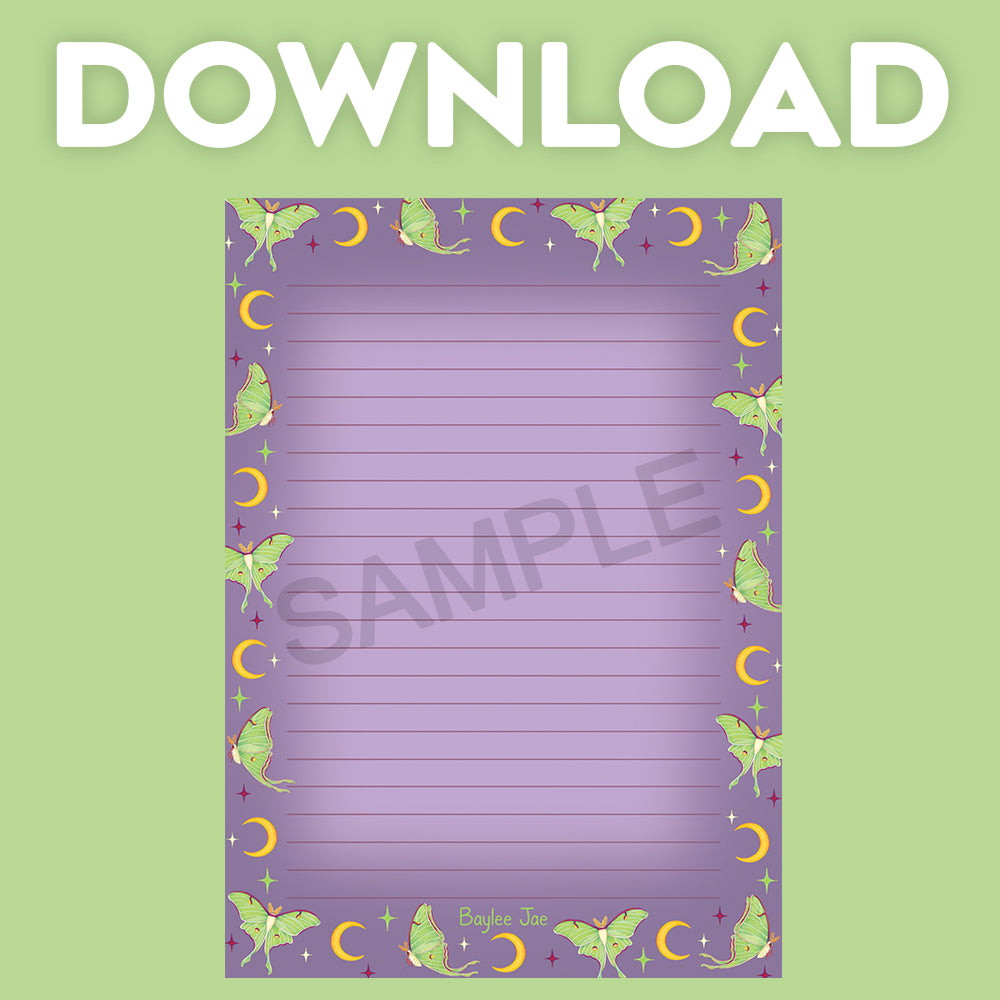 "Luna Moth" Notepad Digital Download