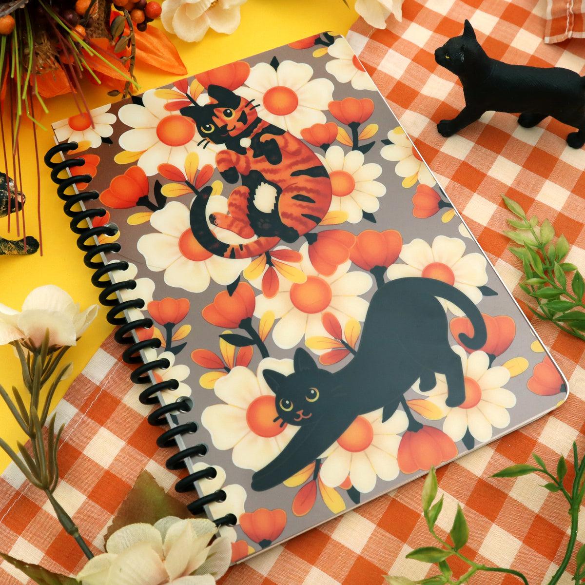 &quot;Floral Cats&quot; Spiral Notebook 2.0