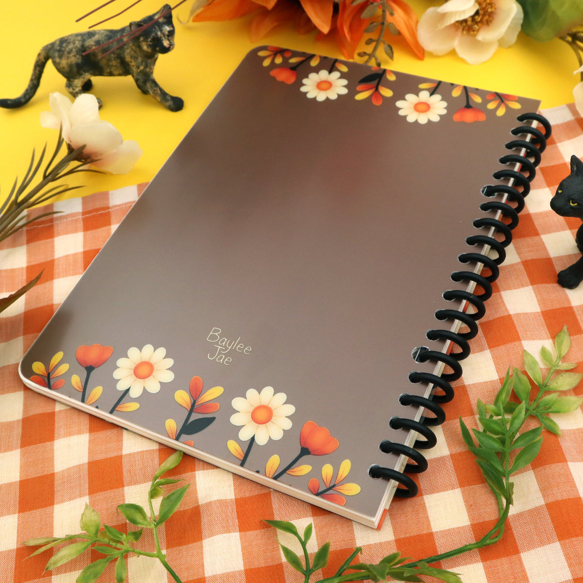 &quot;Floral Cats&quot; Spiral Notebook 2.0