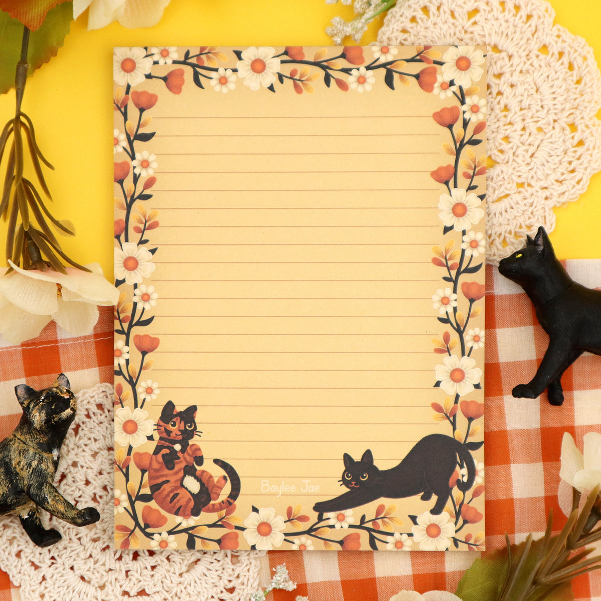 &quot;Floral Cats&quot; Notepad