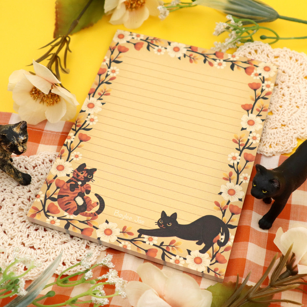 &quot;Floral Cats&quot; Notepad