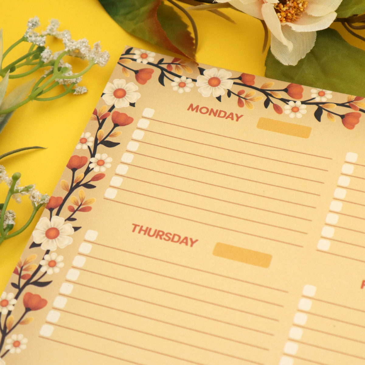 &quot;Floral Cats&quot; Weekly Planner Pad