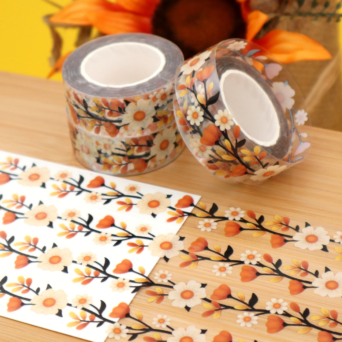 &quot;Fall Florals&quot; CLEAR Washi Tape