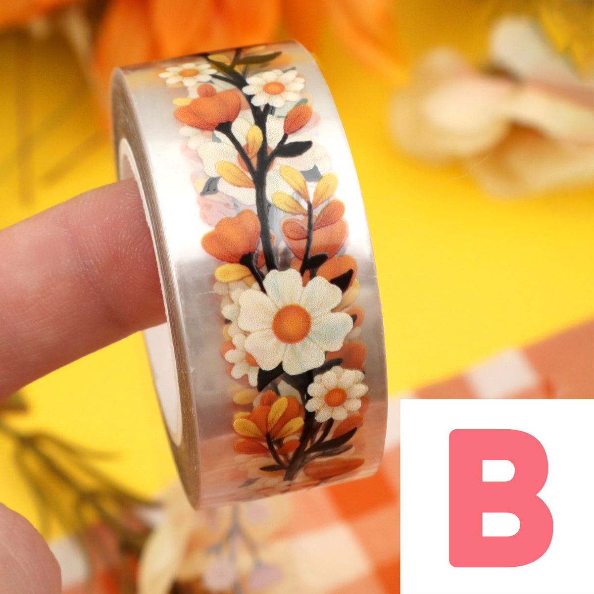 &quot;Fall Florals&quot; CLEAR Washi Tape – B Grade