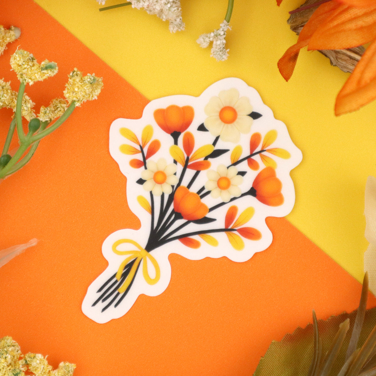 &quot;Fall Floral Bouquet&quot; Clear Vinyl Sticker