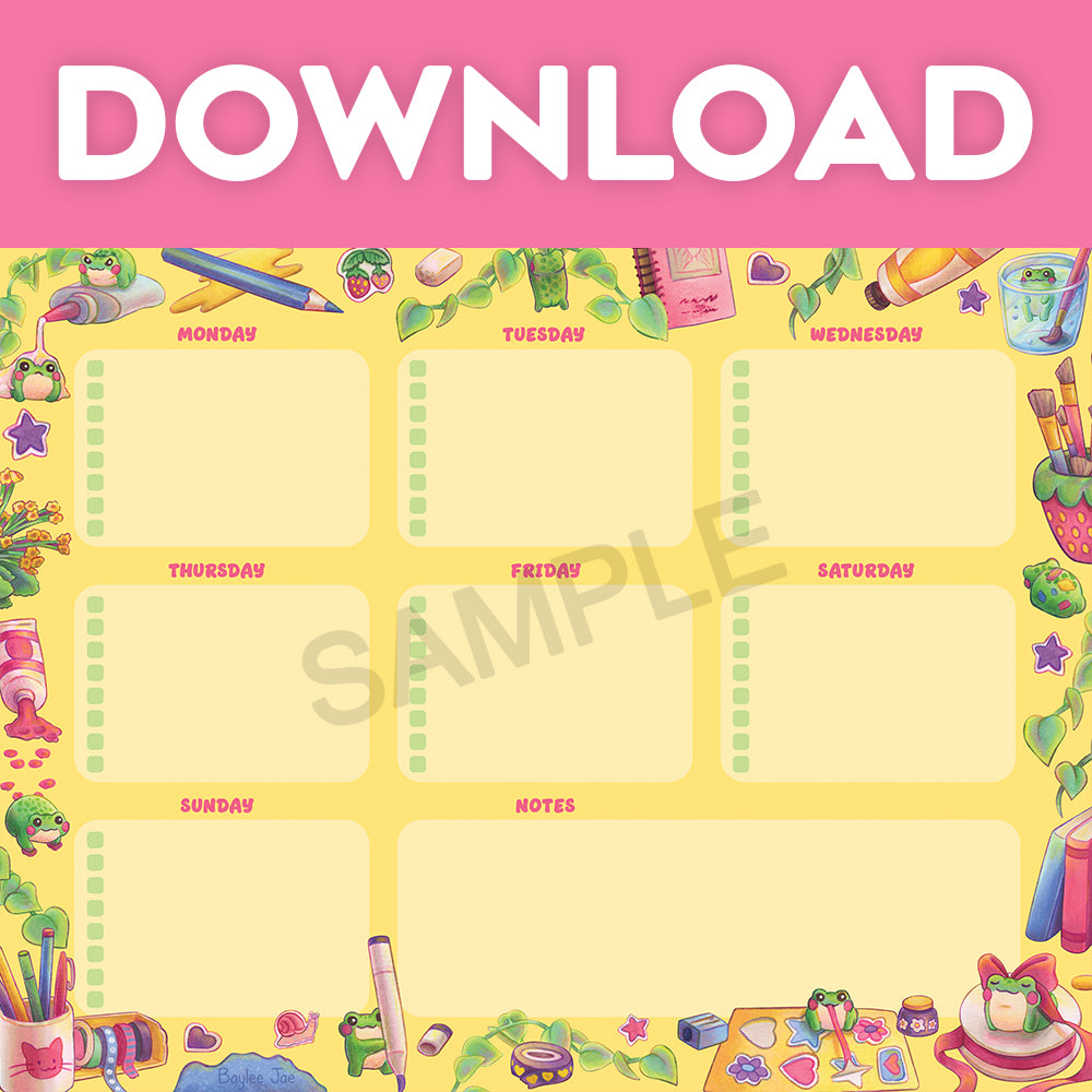 "Froggie Chaos" Weekly Planner Digital Download