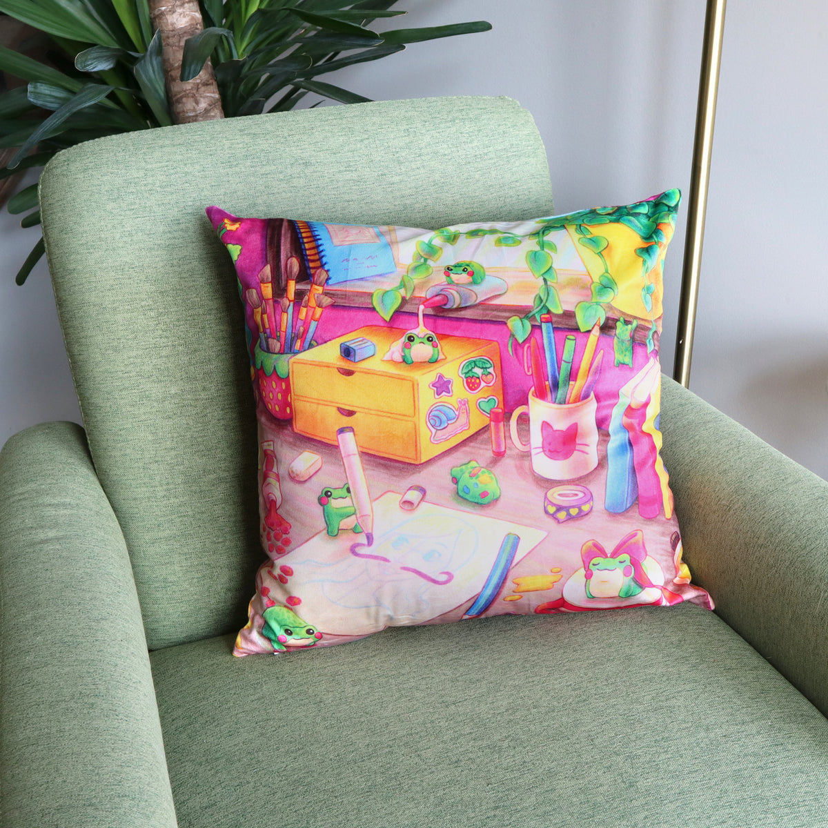"Froggie Chaos" Pillow Cover
