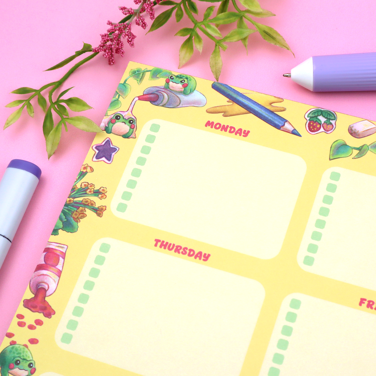 "Froggie Chaos" Weekly Planner Pad