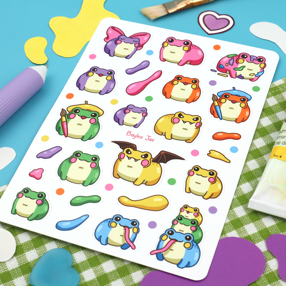 "Paint Froggies" Sticker Sheet