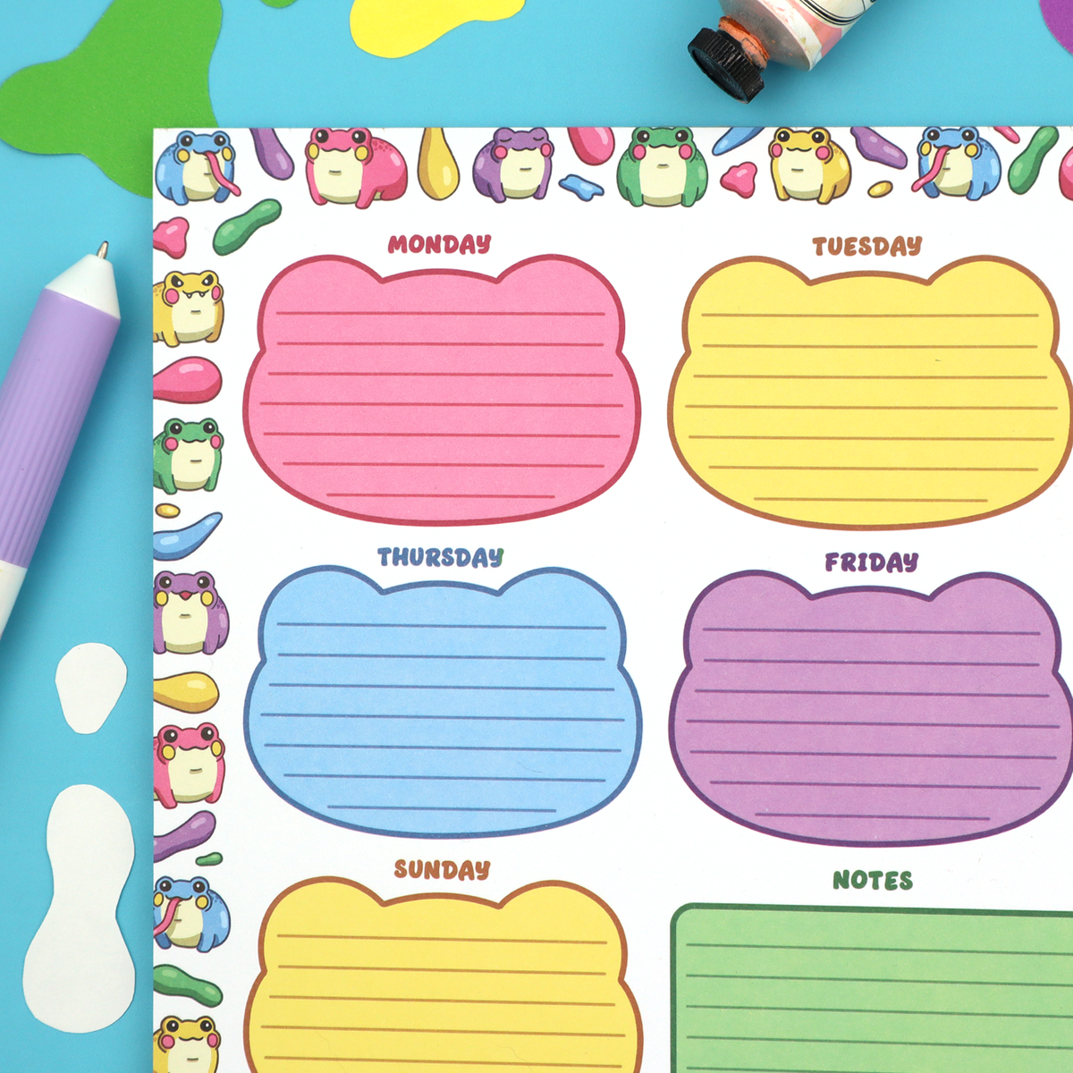 "Paint Froggies" Weekly Planner Pad