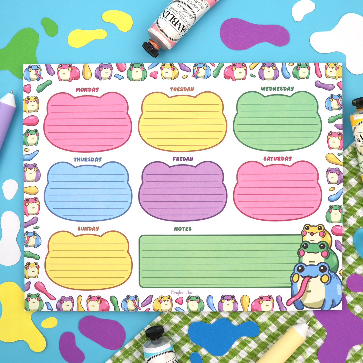 "Paint Froggies" Weekly Planner Pad