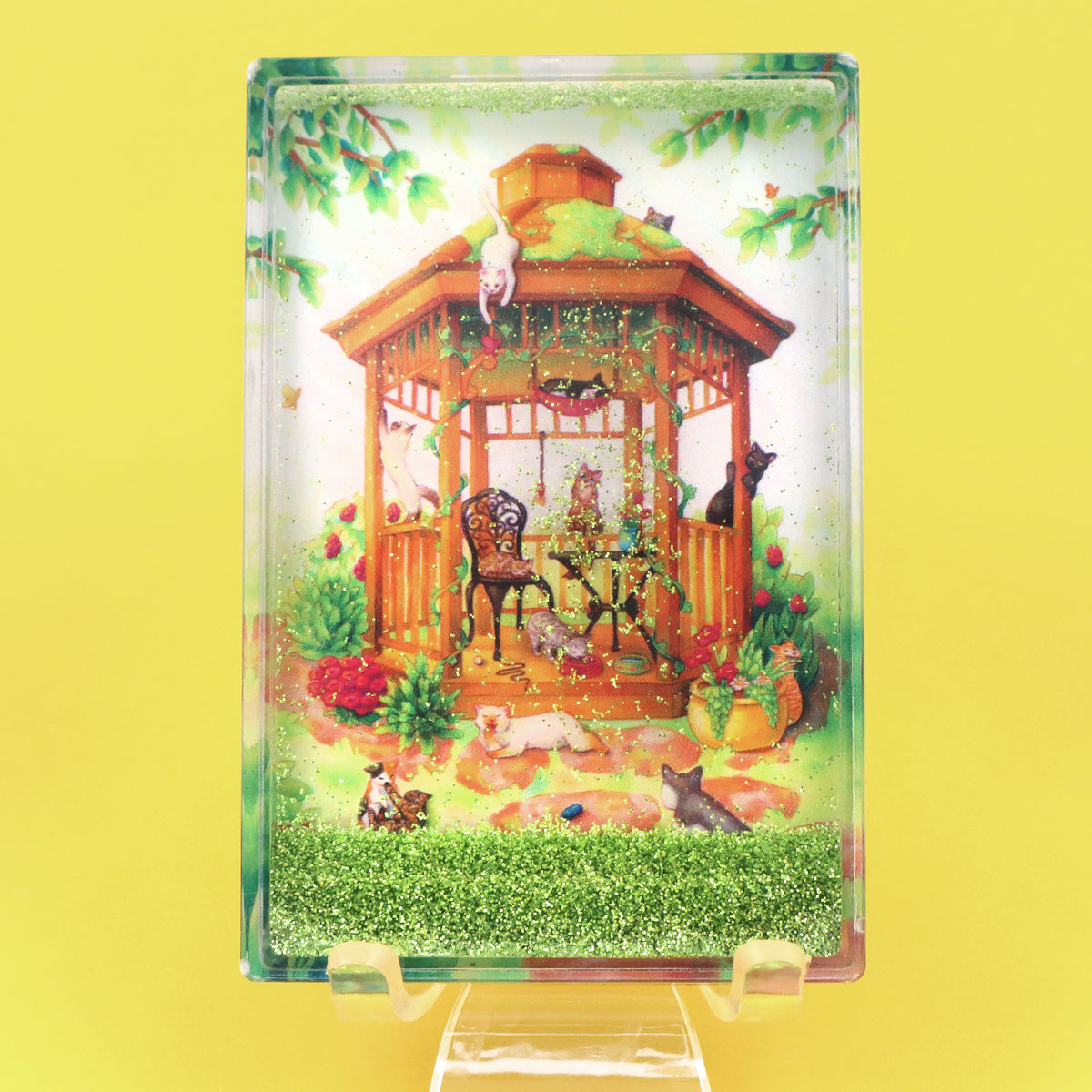"Gazebo Cats" Glitter Magnet