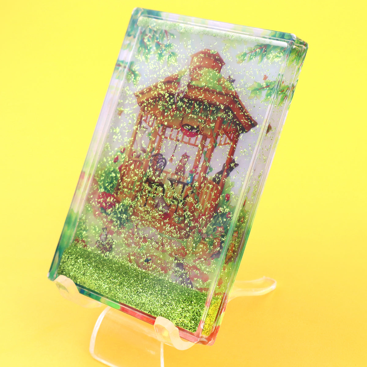 "Gazebo Cats" Glitter Magnet