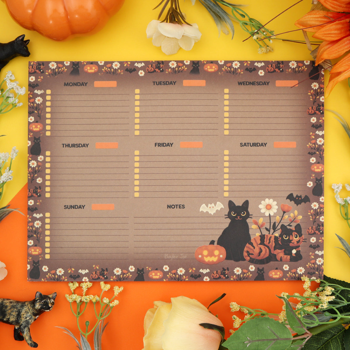 &quot;Halloween Cats&quot; Weekly Planner Pad