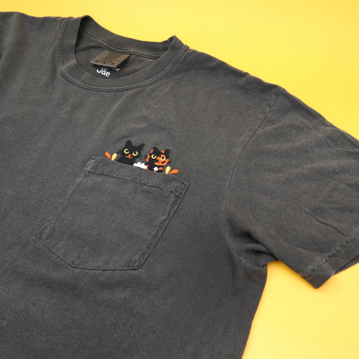 &quot;Halloween Cats&quot; Embroidered Pocket T-Shirt