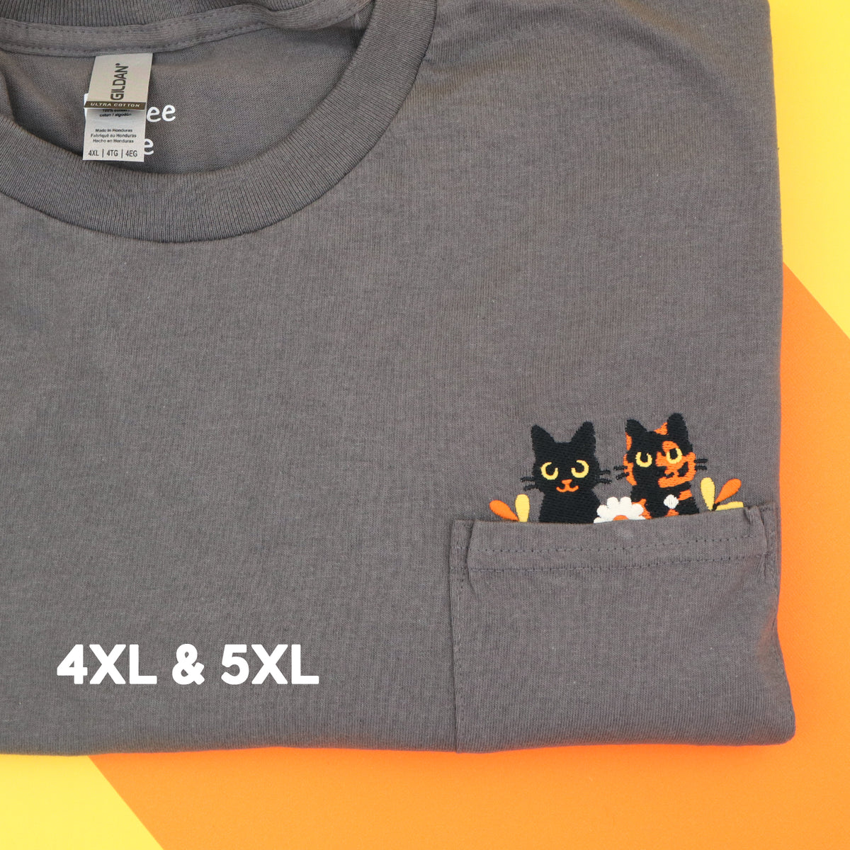 &quot;Halloween Cats&quot; Embroidered Pocket T-Shirt