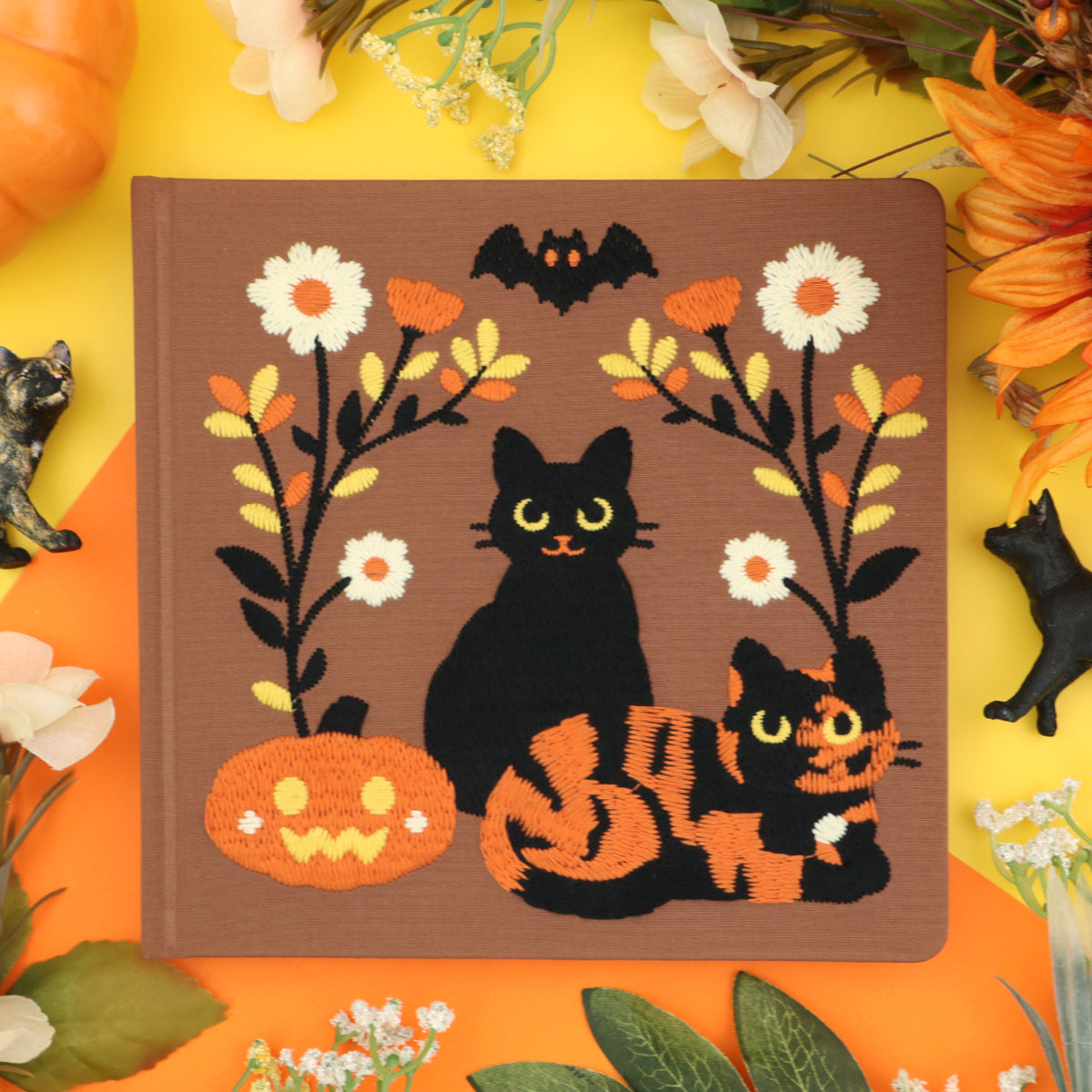 &quot;Halloween Cats&quot; Embroidered Sketchbook