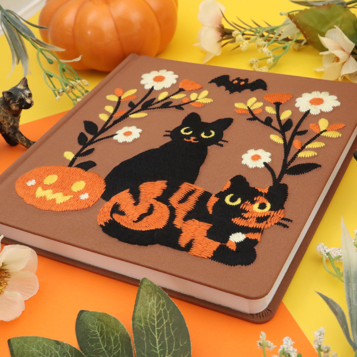 &quot;Halloween Cats&quot; Embroidered Sketchbook