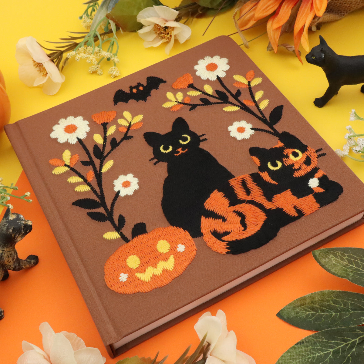 &quot;Halloween Cats&quot; Embroidered Sketchbook