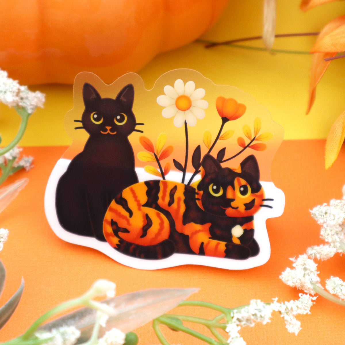 &quot;Halloween Cats&quot; Clear Vinyl Sticker