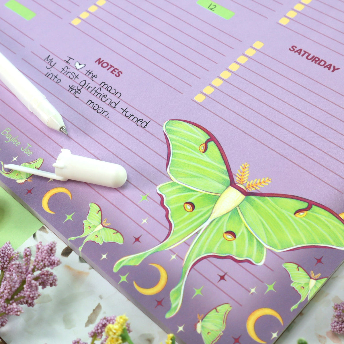 DISCOUNTED &quot;Luna Moth&quot; Weekly Planner Pad