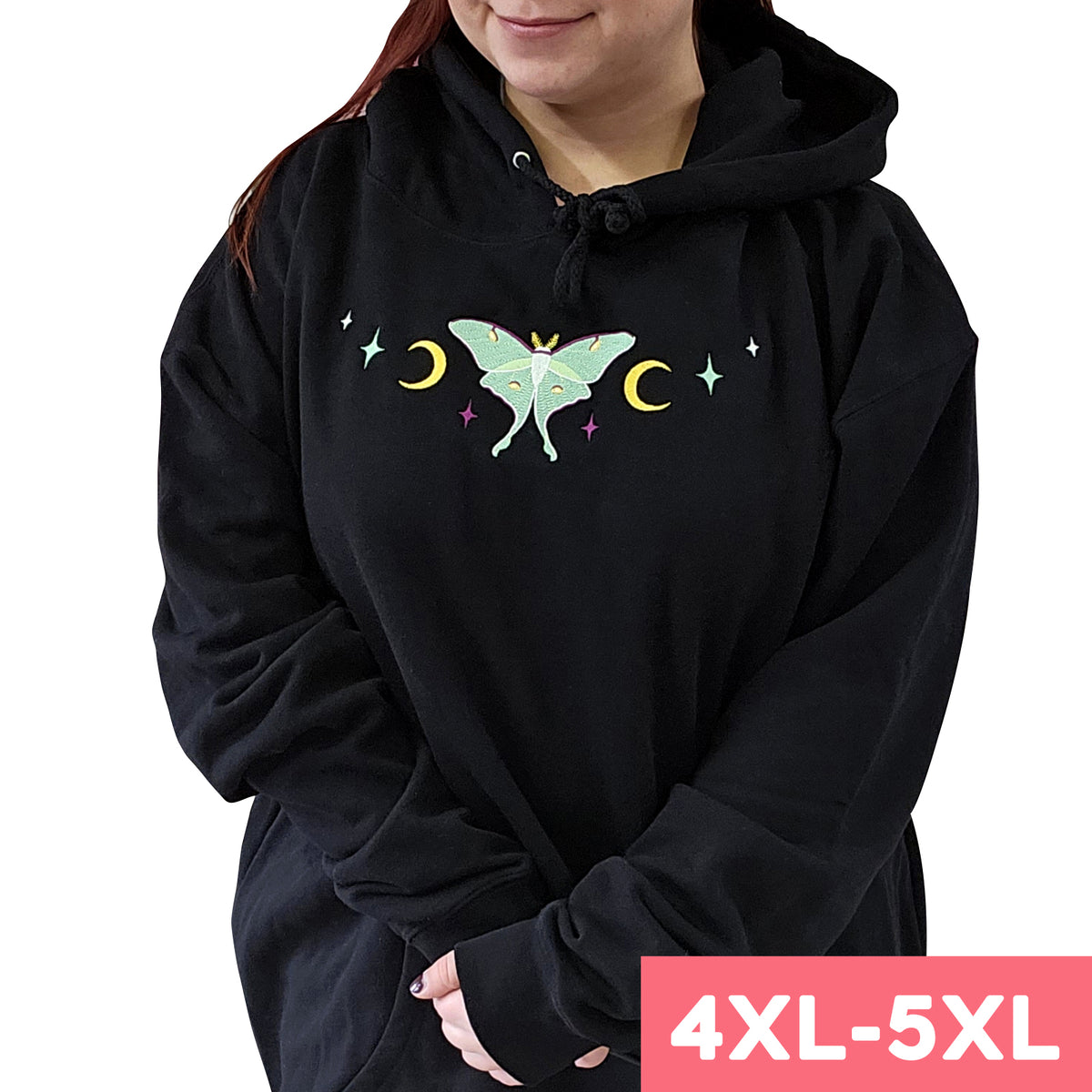 Black &quot;Luna Moth&quot; Embroidered Sweatshirt