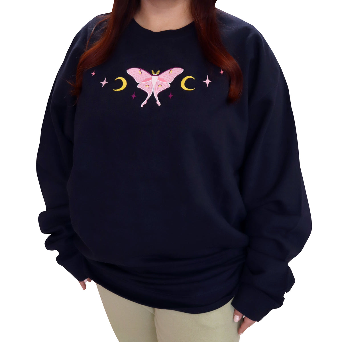 &quot;Pink Luna&quot; Navy Crewneck Sweatshirt