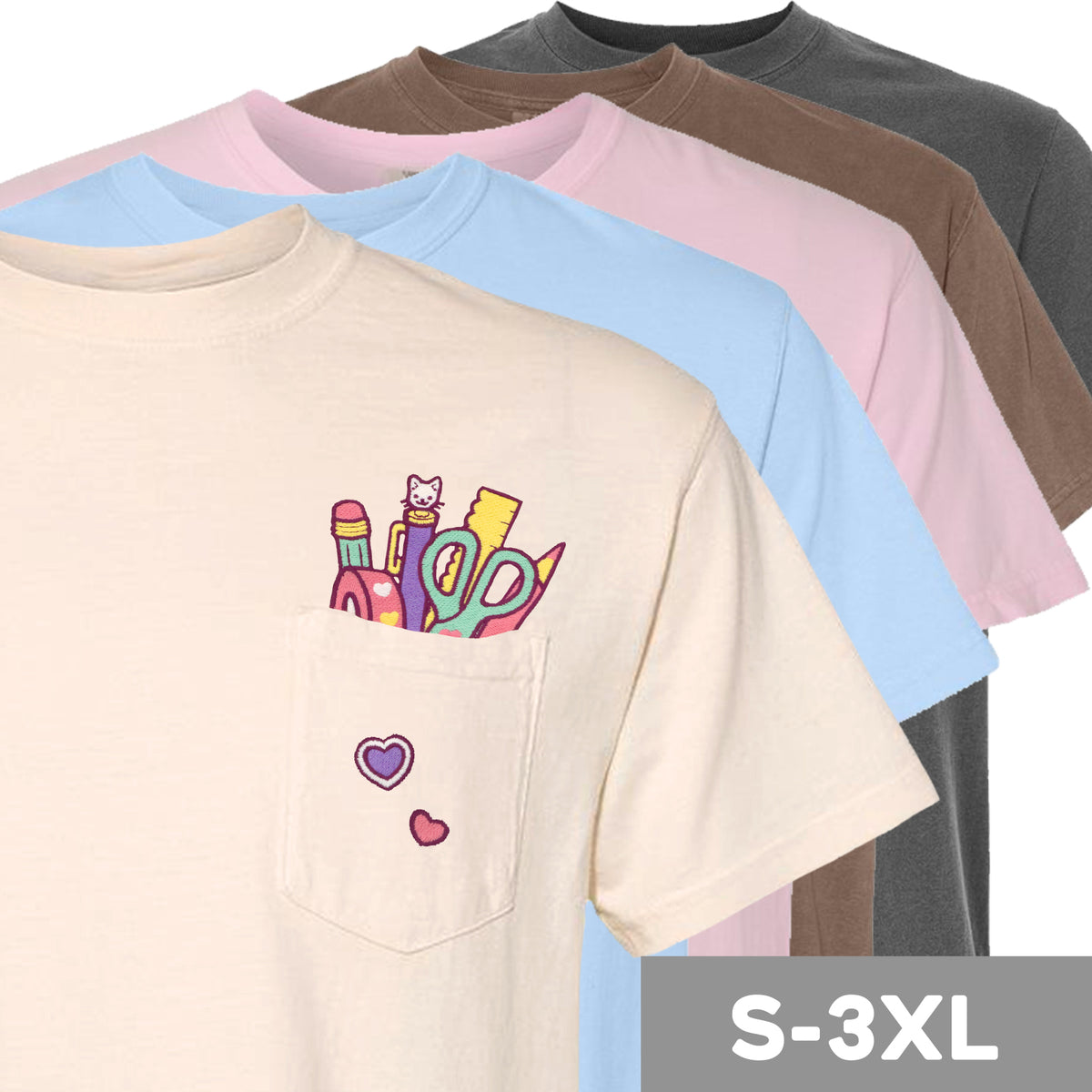 &quot;Stationery COLOURFUL&quot; Pocket Tee