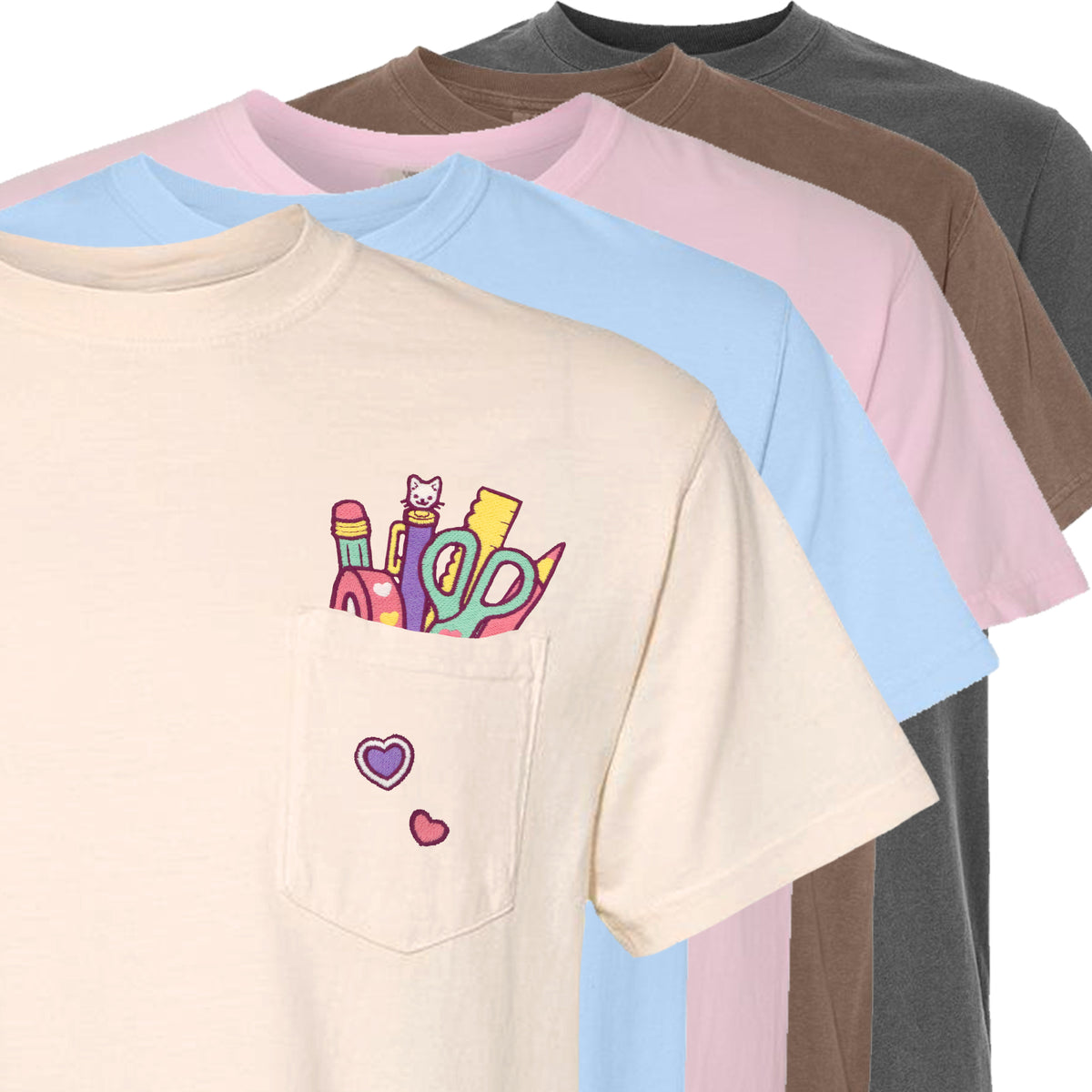 &quot;Stationery COLOURFUL&quot; Pocket Tee