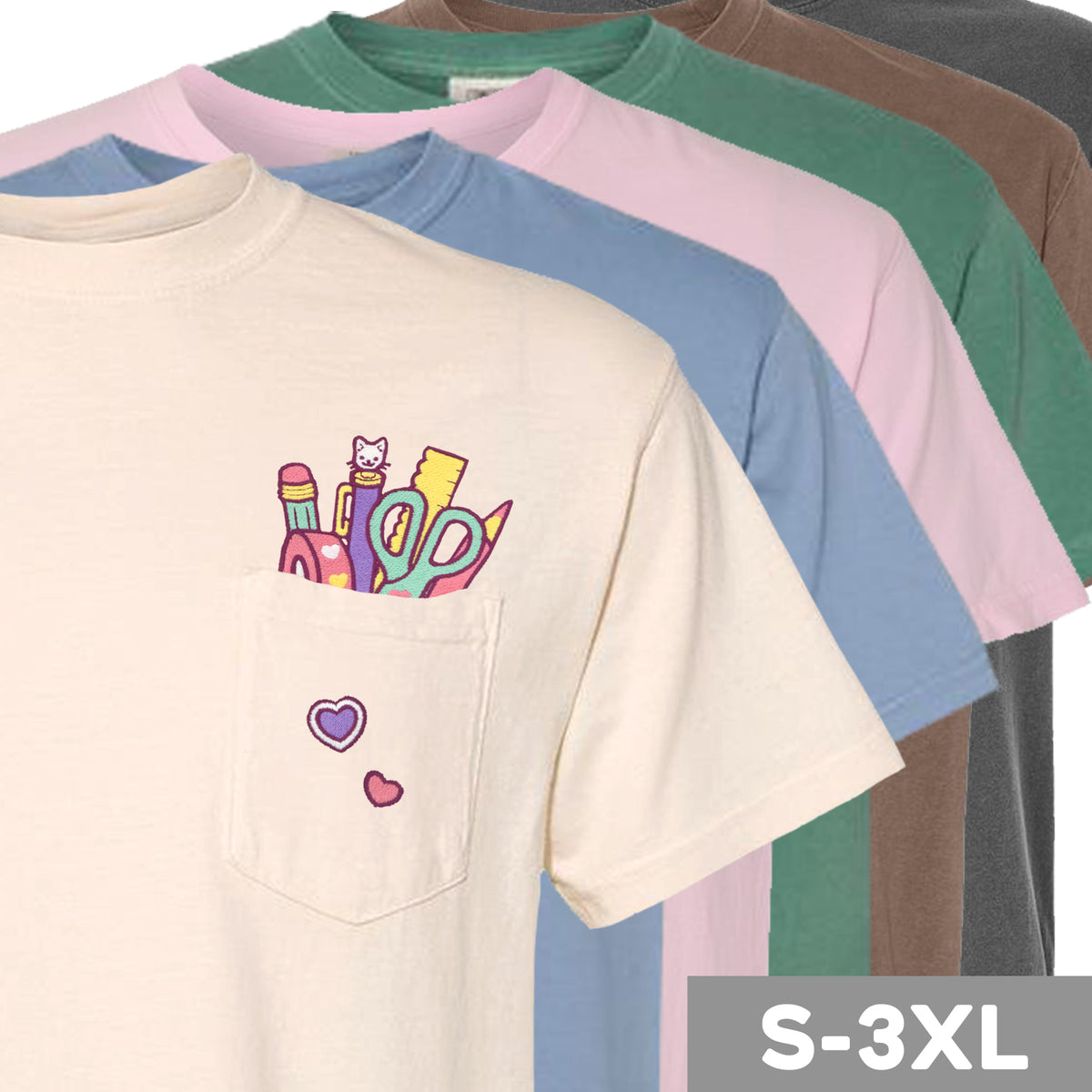 "Stationery COLOURFUL" Pocket Tee