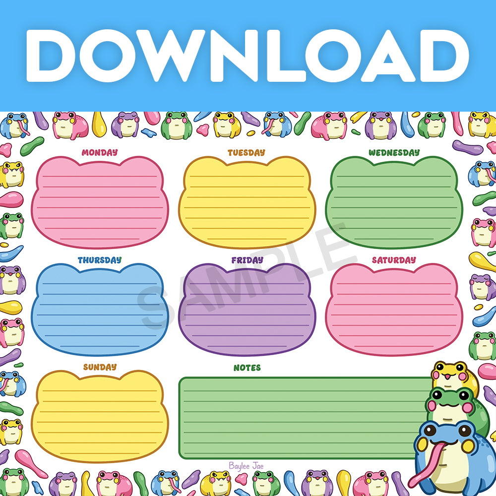 "Paint Froggies" Weekly Planner Digital Download