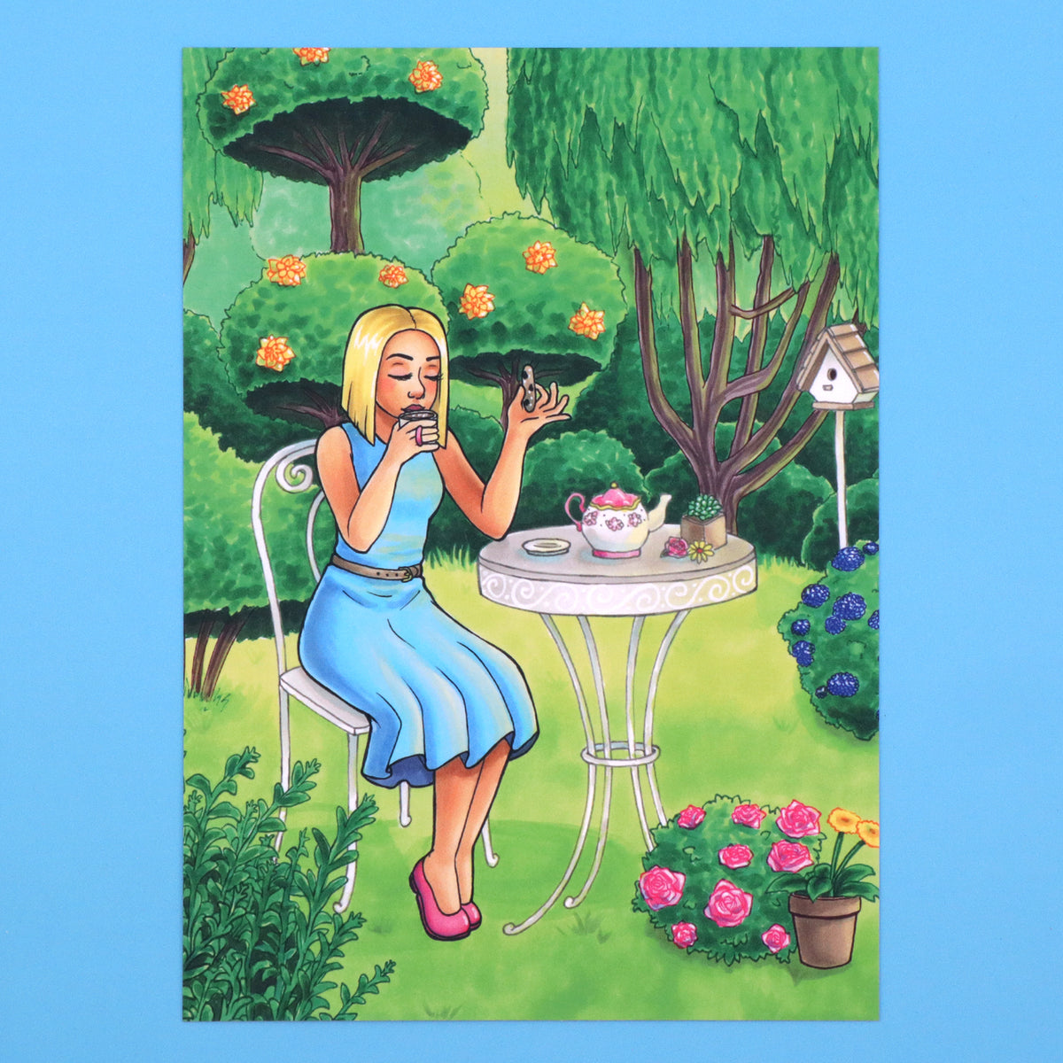 "Garden Tea Time" Art Print