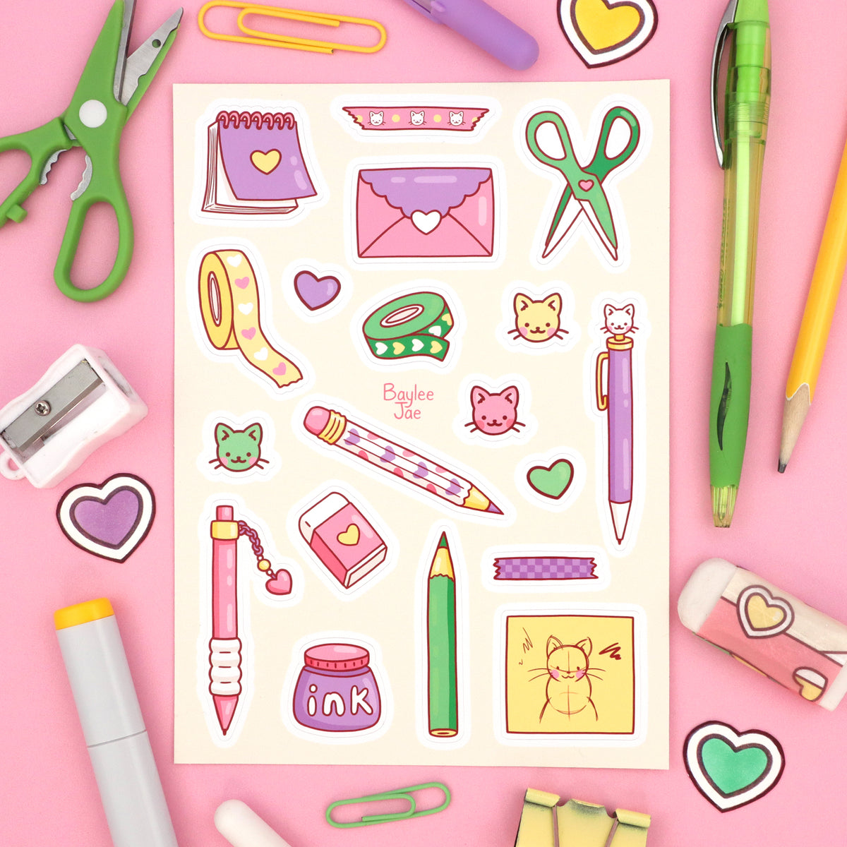 "Stationery Colourful" Sticker Sheet