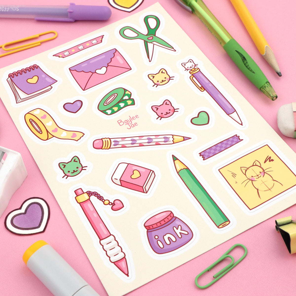 "Stationery Colourful" Sticker Sheet