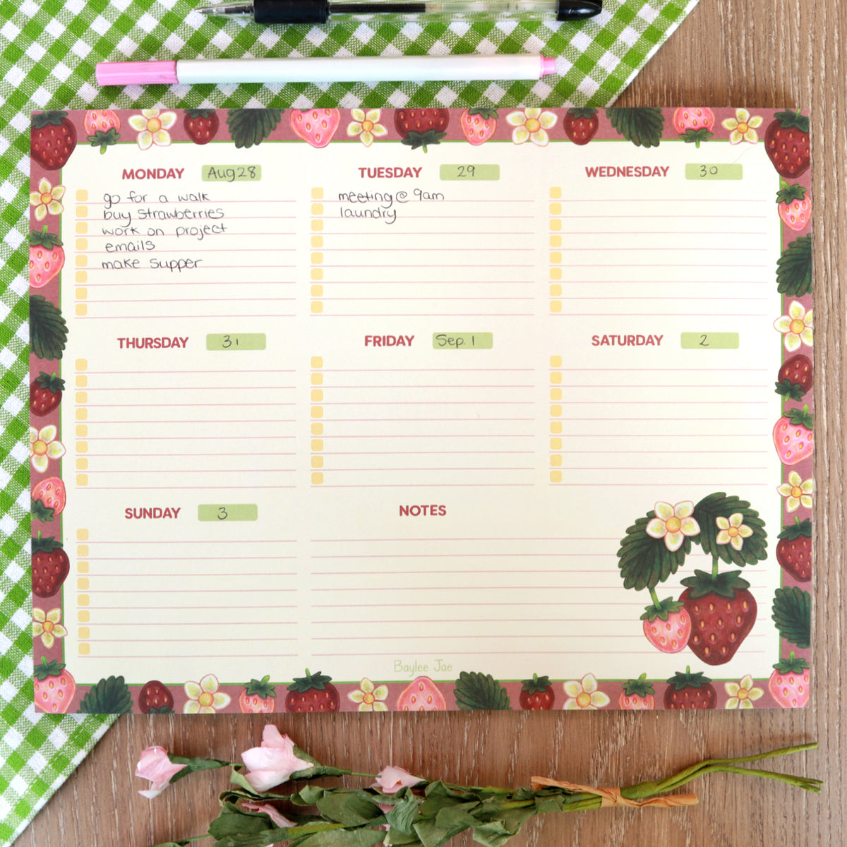 &quot;Strawberry&quot; Weekly Planner Pad
