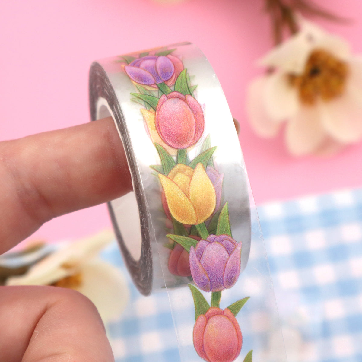 &quot;Tulip Garland&quot; Clear Washi Tape – B Grade