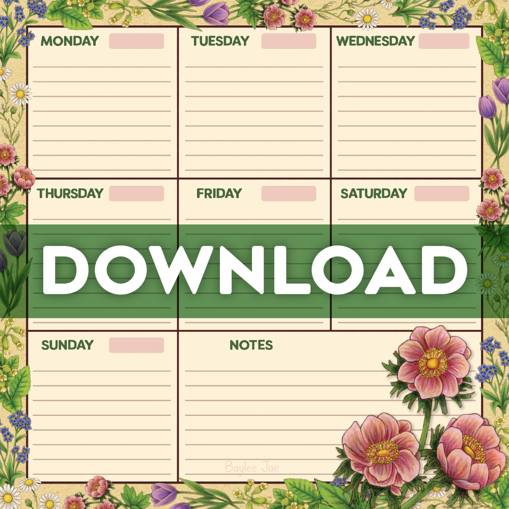&quot;Dainty Flowers&quot; Weekly Planner Digital Download