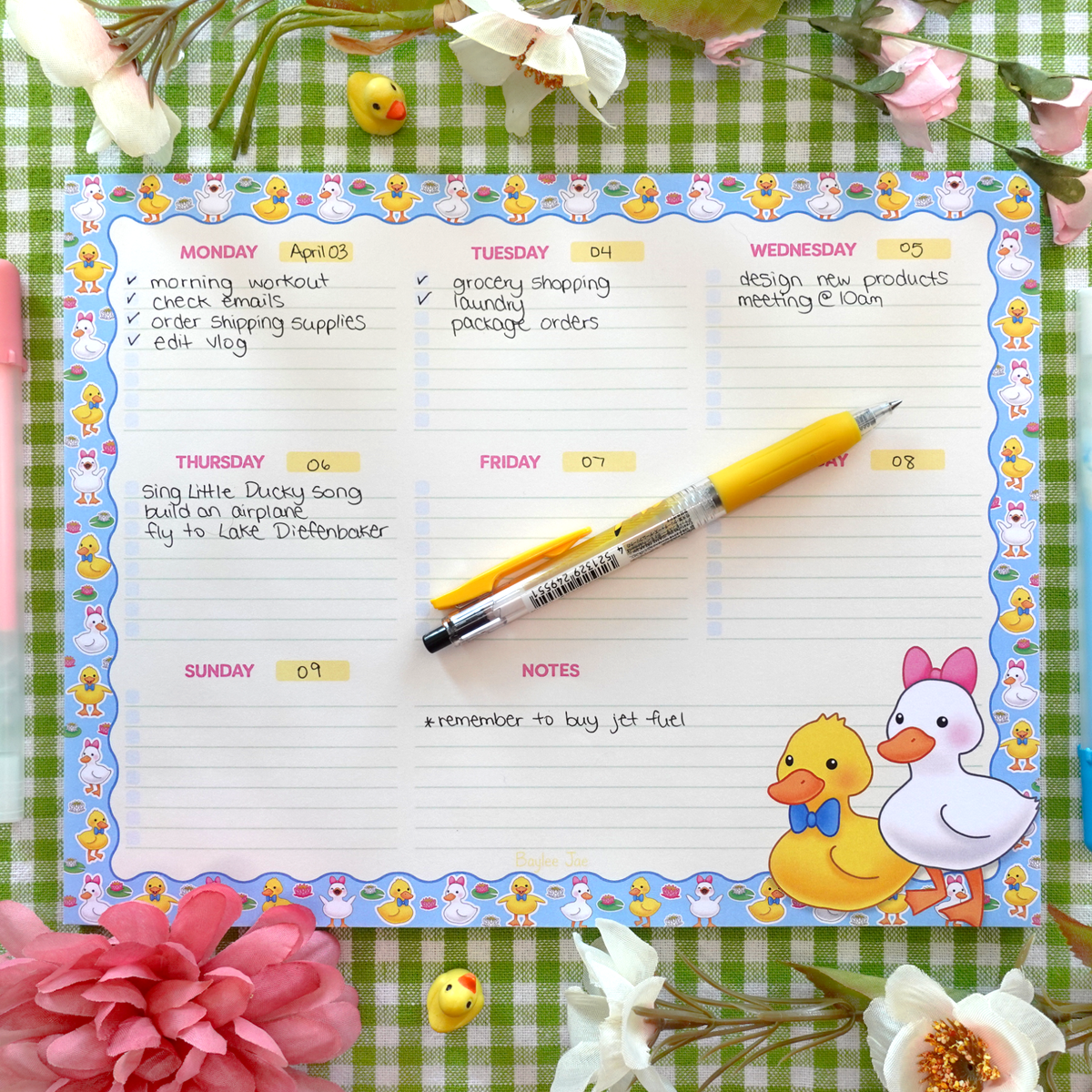 &quot;Little Duckies&quot; Weekly Planner Pad
