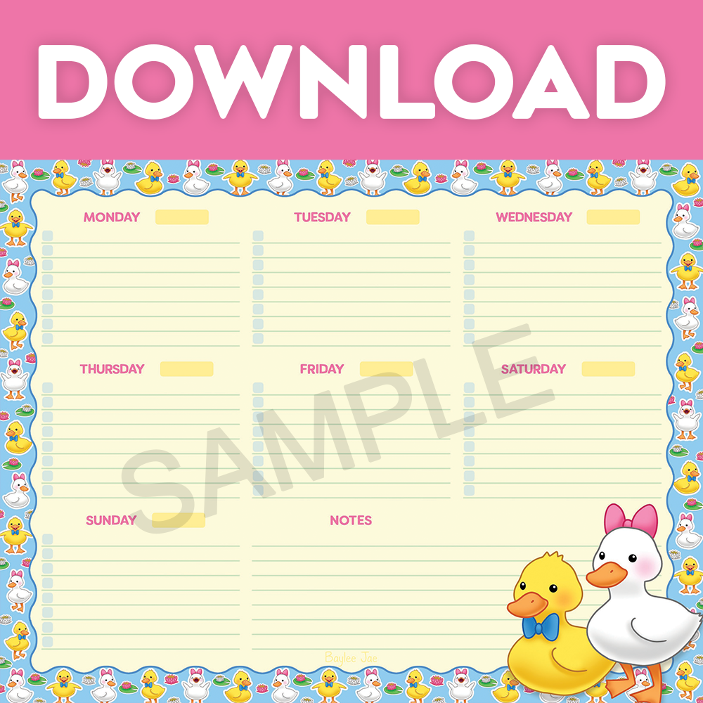 &quot;Little Duckies&quot; Weekly Planner Digital Download
