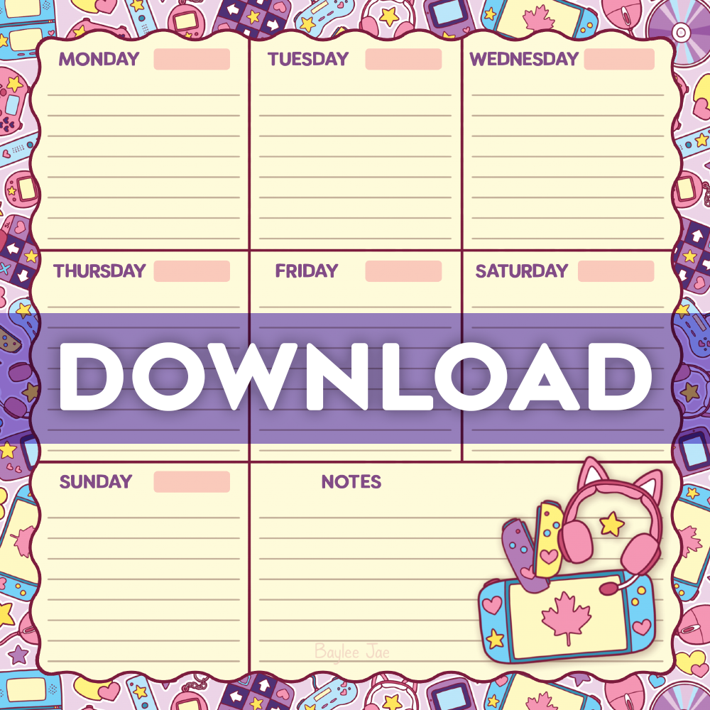 &quot;Video Game&quot; Weekly Planner Digital Download