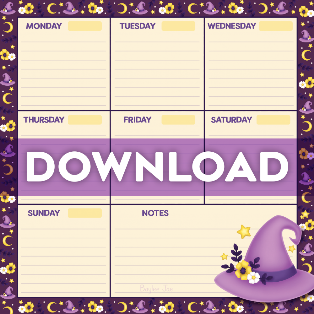 &quot;Witch Hat&quot; Weekly Planner Digital Download